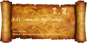 Körmendi Nándor névjegykártya